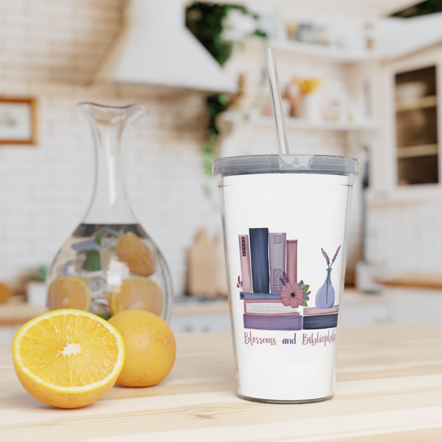 Books and Bibliophiles Plastic Tumbler with Straw
