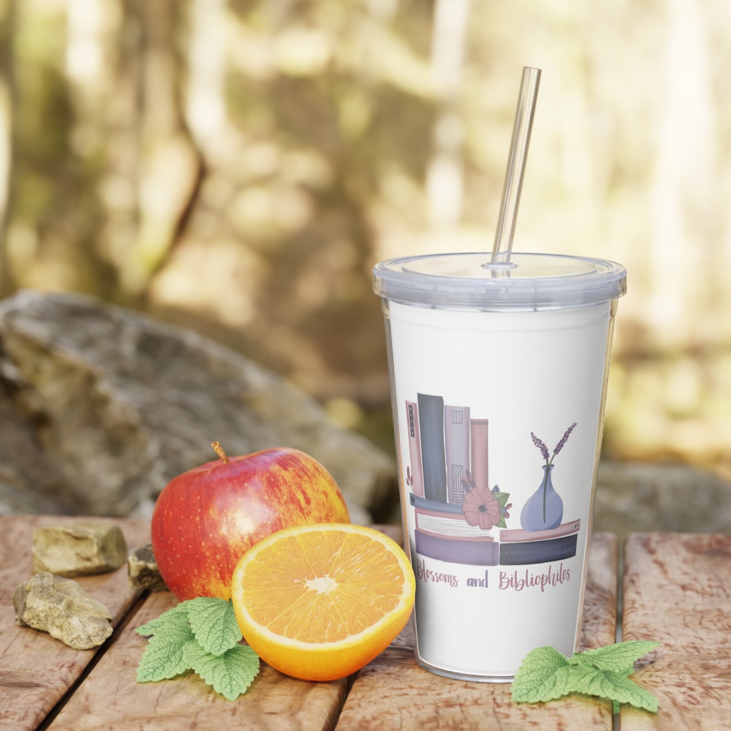 Books and Bibliophiles Plastic Tumbler with Straw