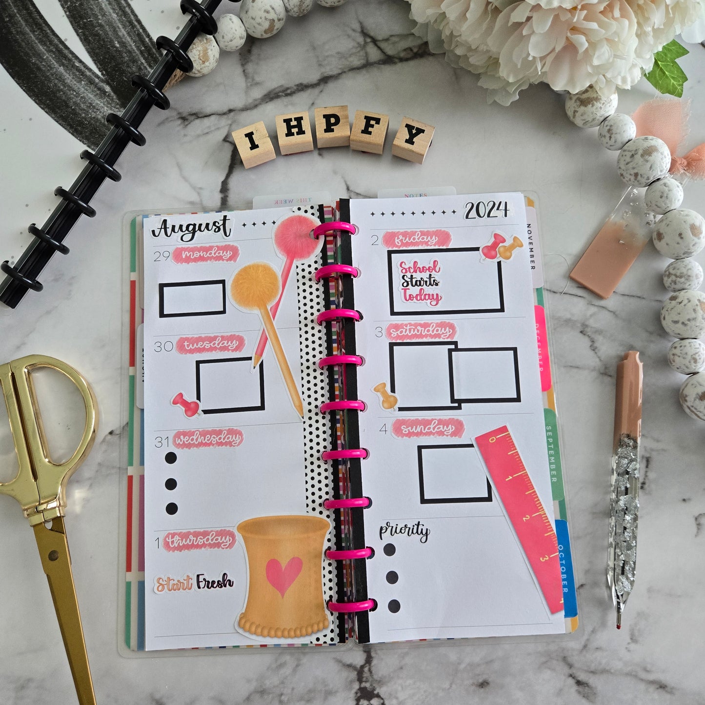 Back To School - Pink & Gold Stickers