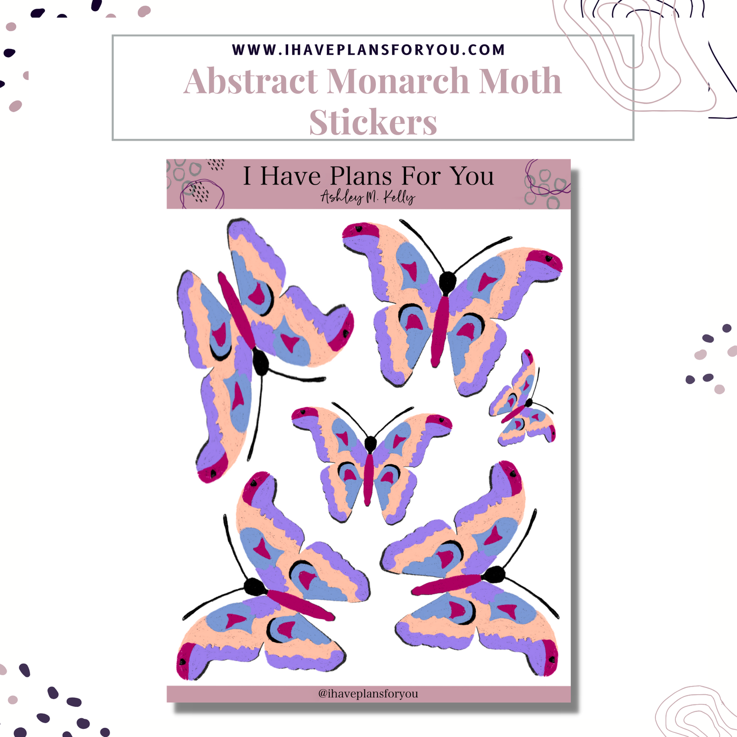 Abstract Moths and Moods Sticker Set