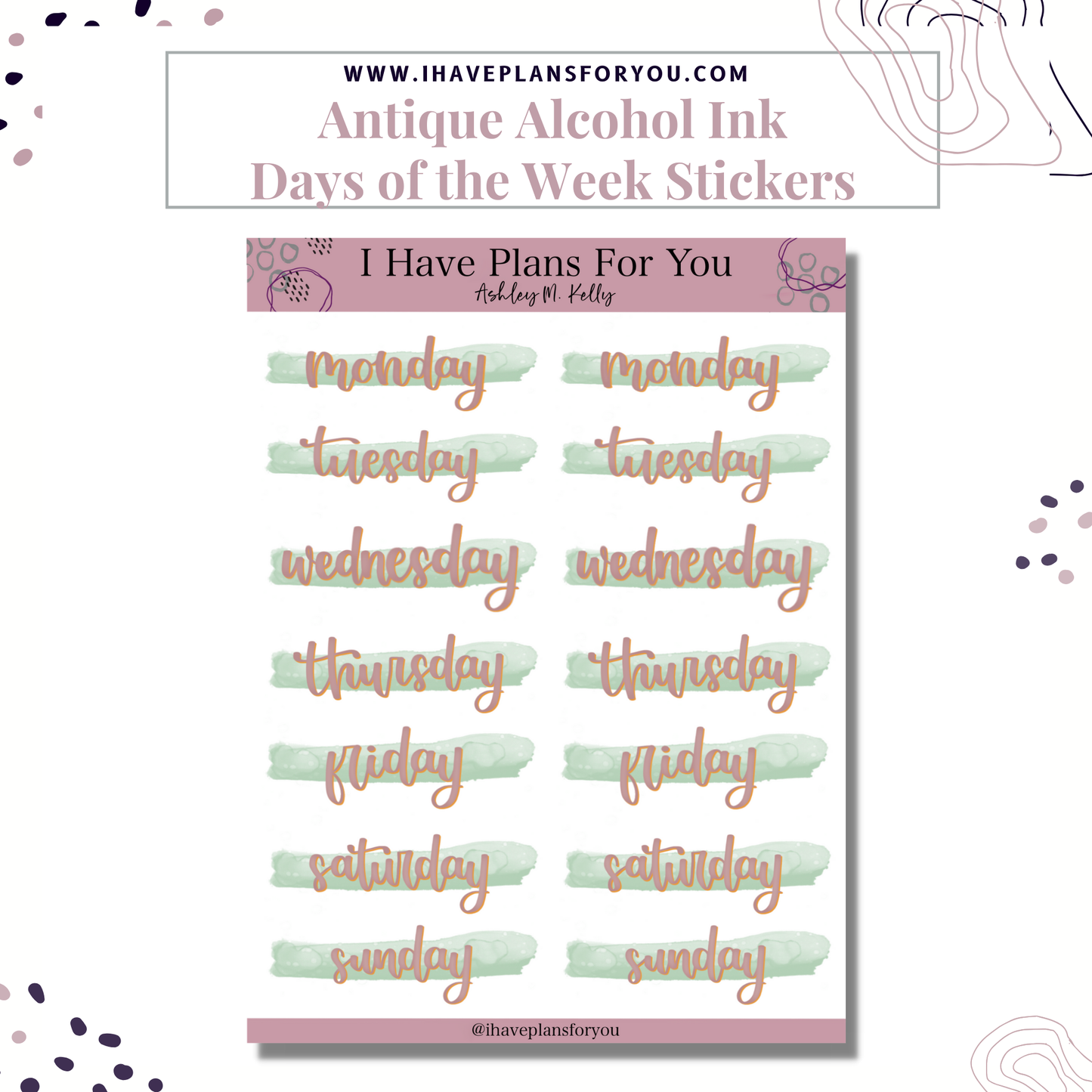 Antique Holiday Alcohol Ink Sticker Set