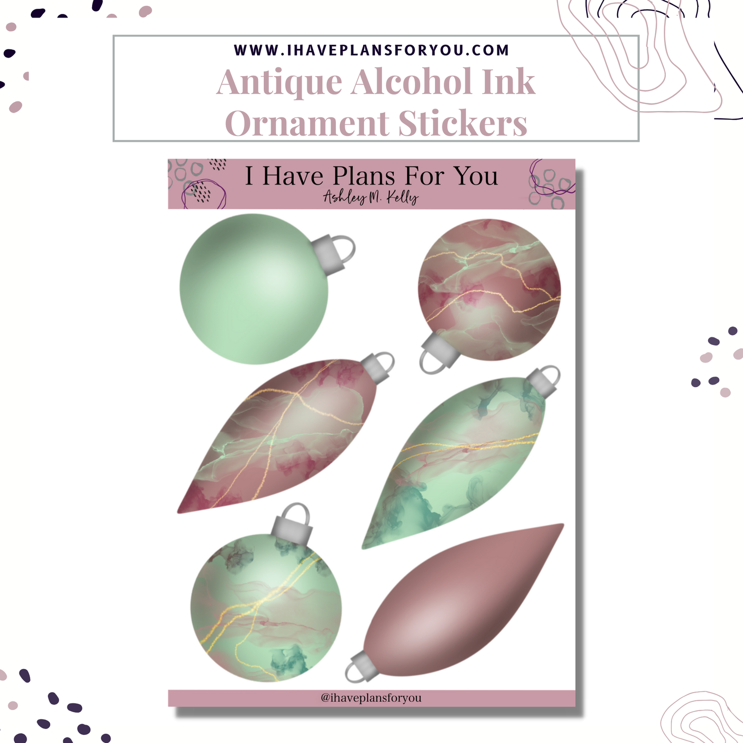 Antique Holiday Alcohol Ink Sticker Set