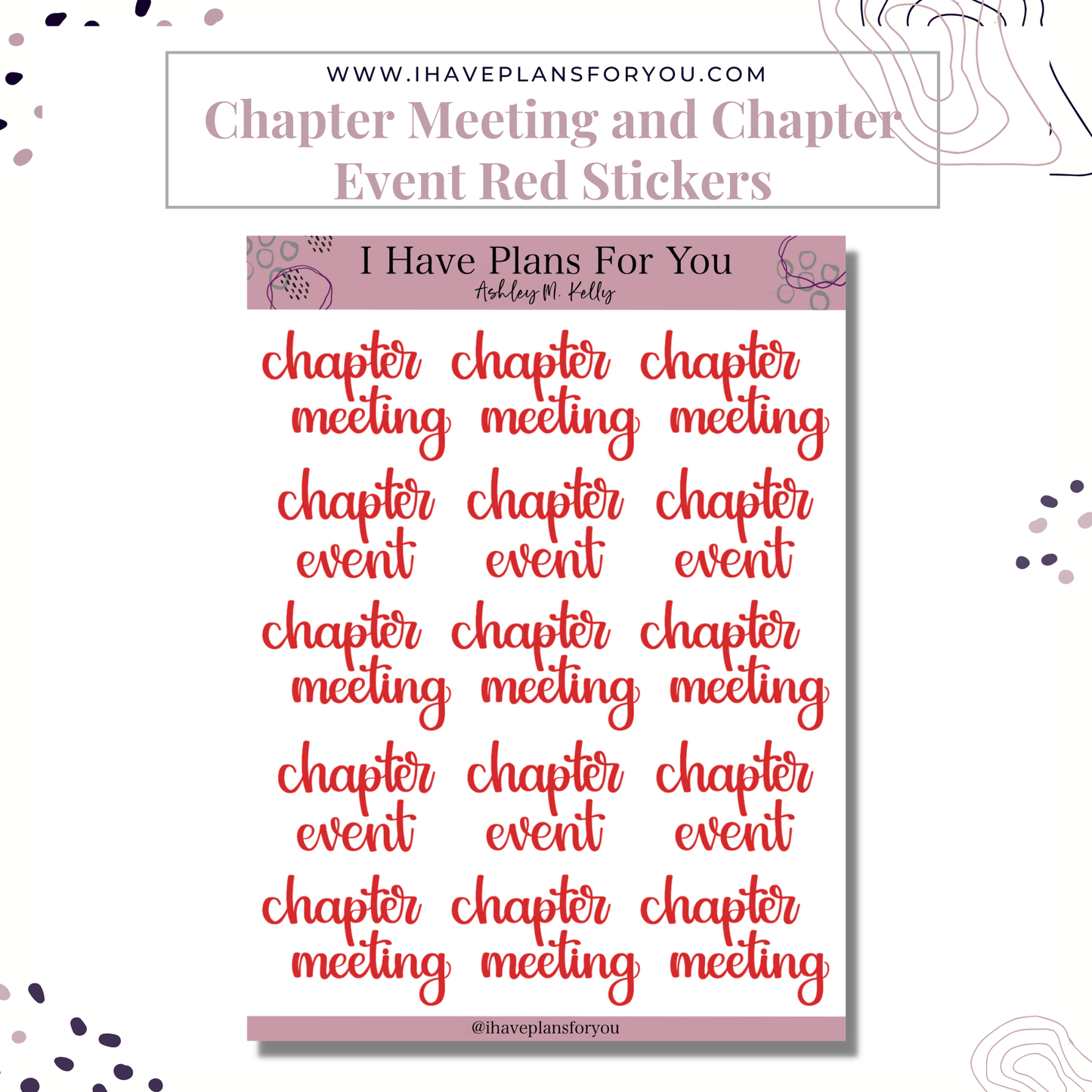 Chapter Meeting and Chapter Event Stickers