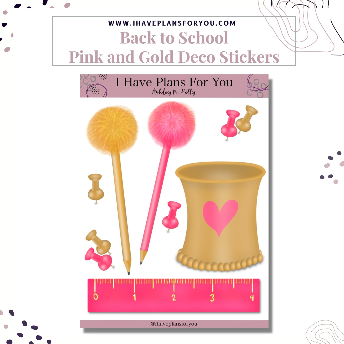 Back To School - Pink & Gold Stickers