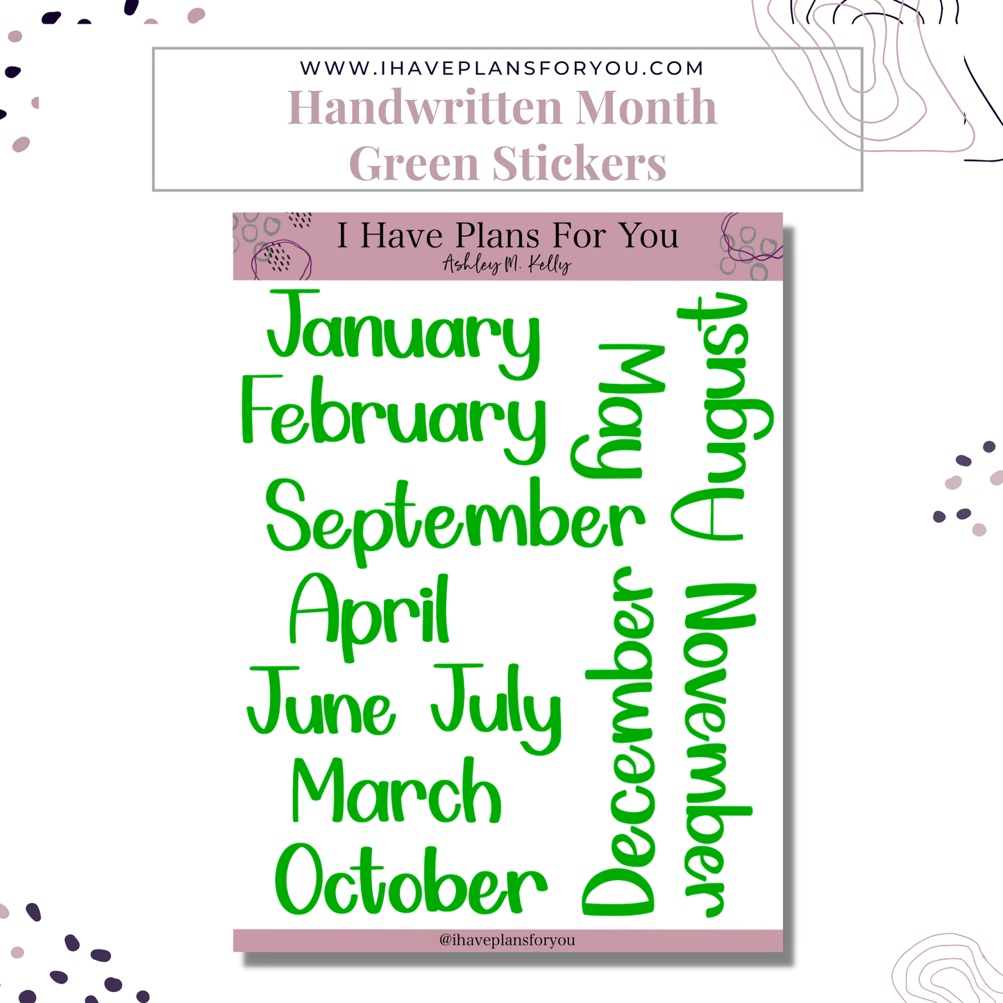 Handwritten Months of the Year Stickers