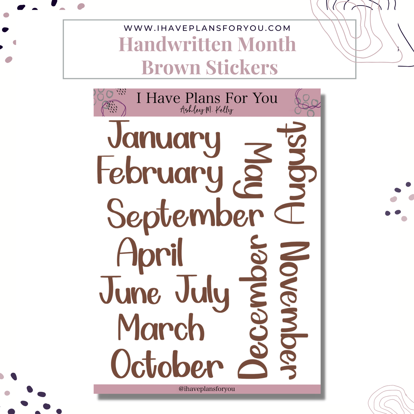 Handwritten Months of the Year Stickers