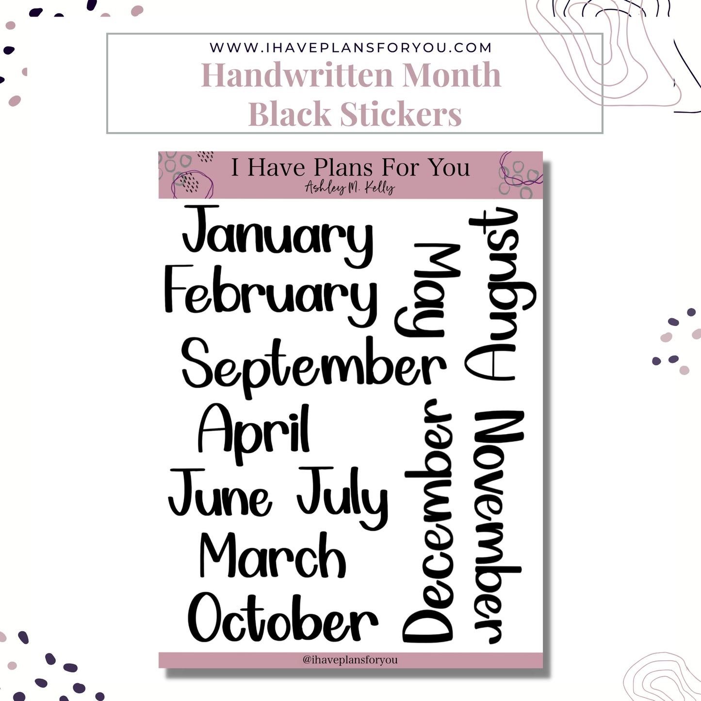 Handwritten Months of the Year Stickers
