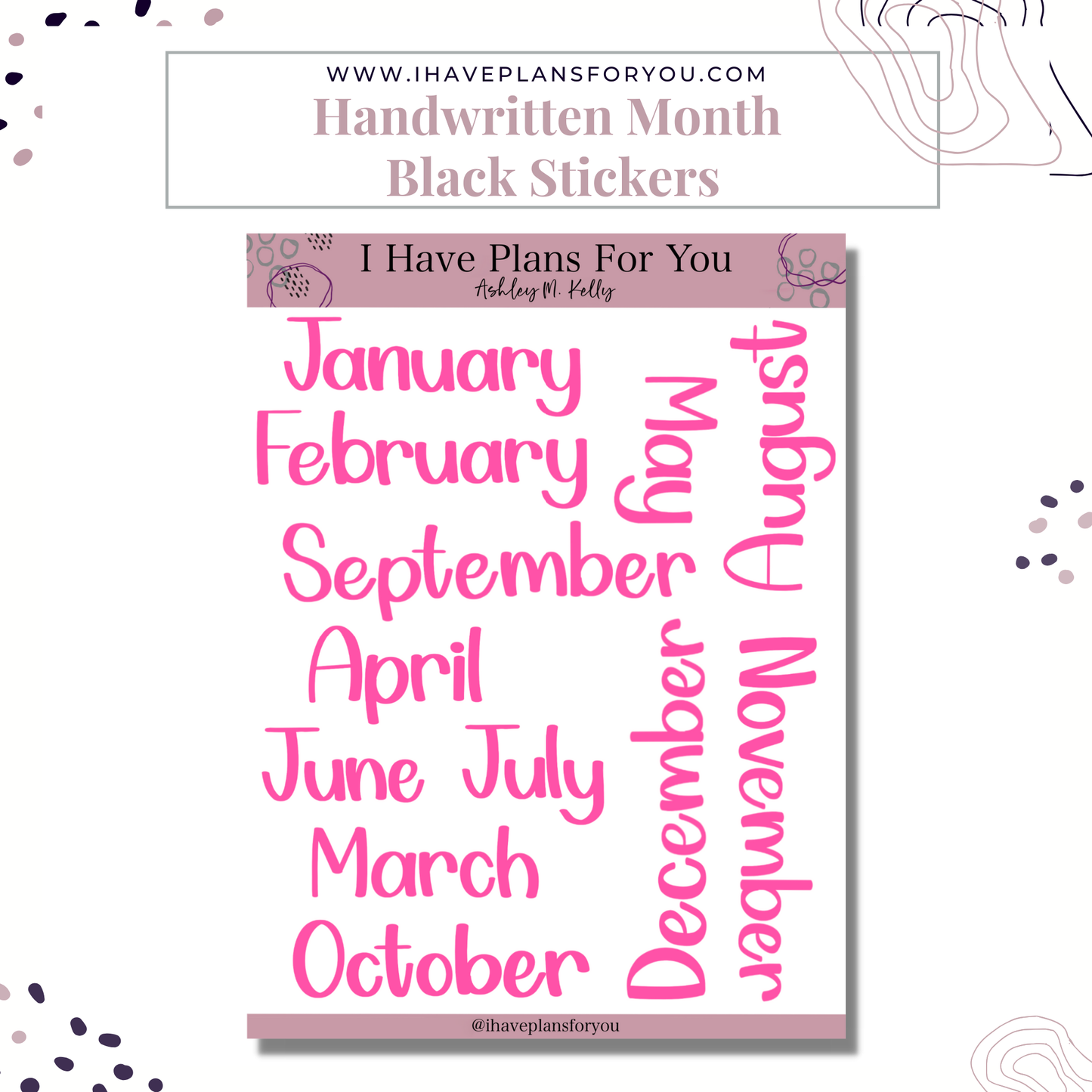 Handwritten Months of the Year Stickers