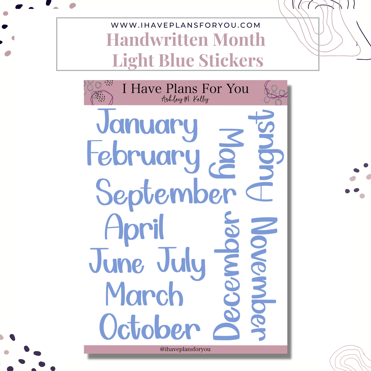 Handwritten Months of the Year Stickers
