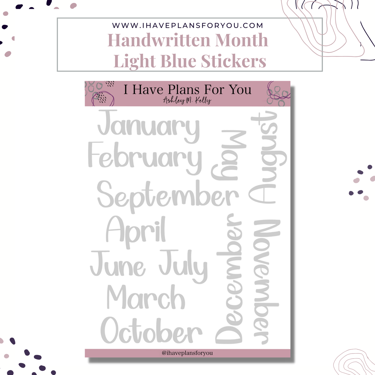 Handwritten Months of the Year Stickers