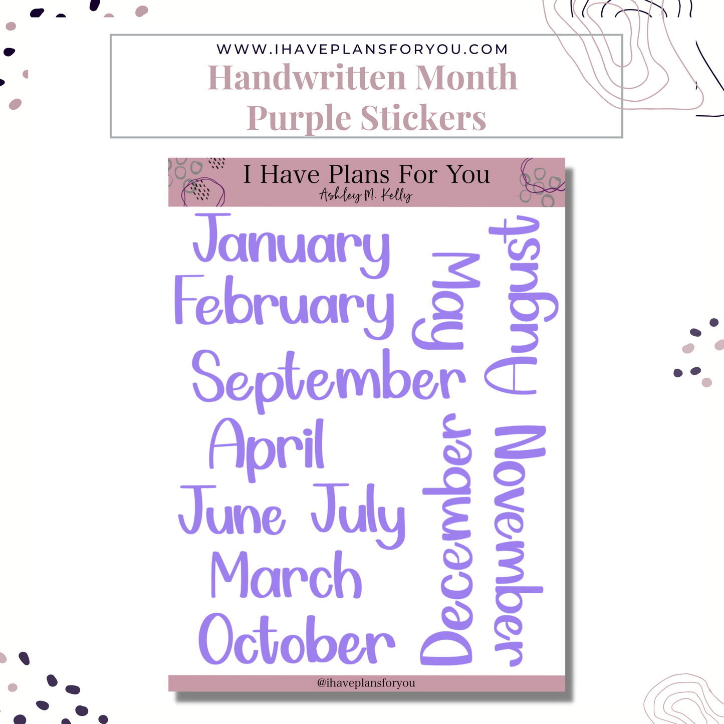 Handwritten Months of the Year Stickers