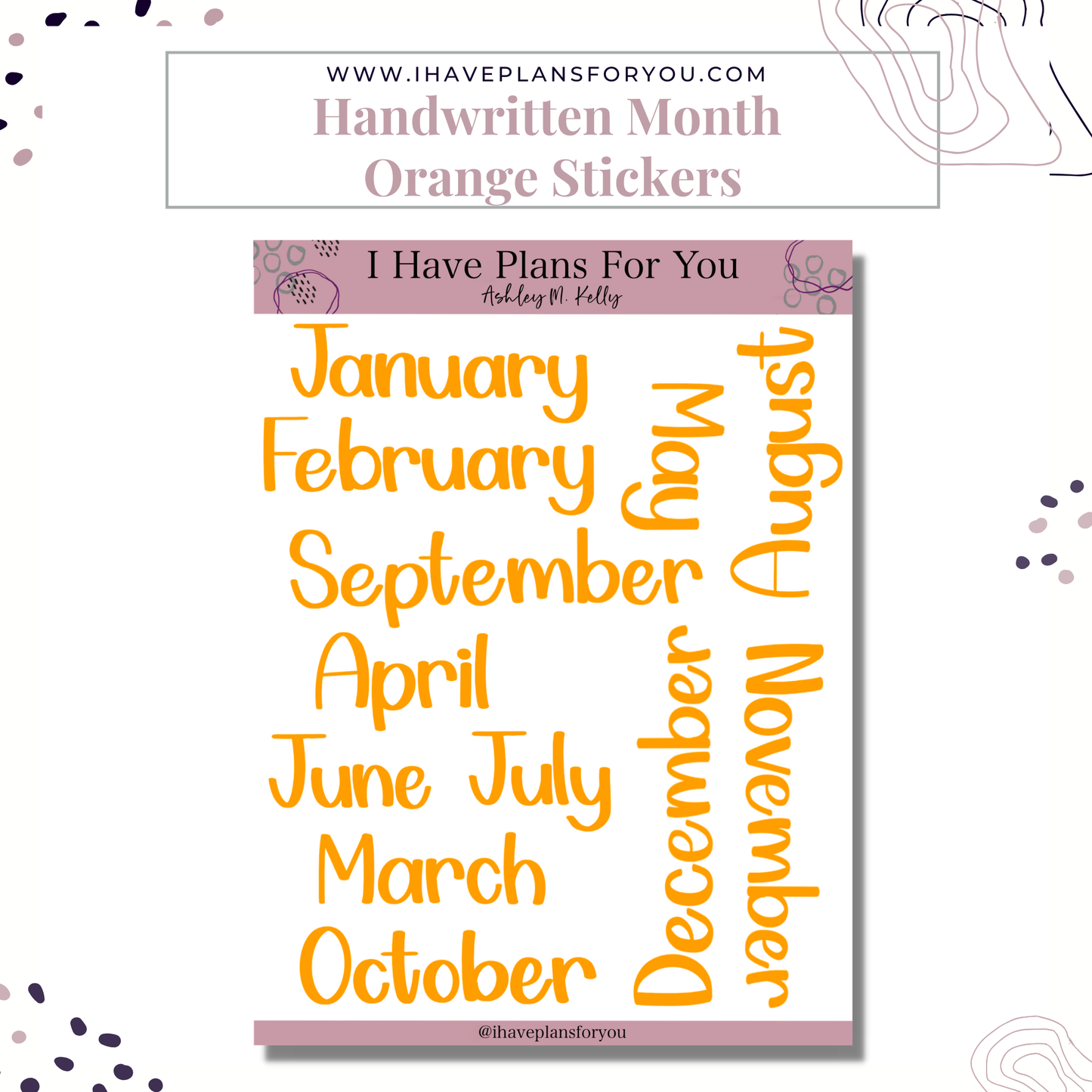 Handwritten Months of the Year Stickers