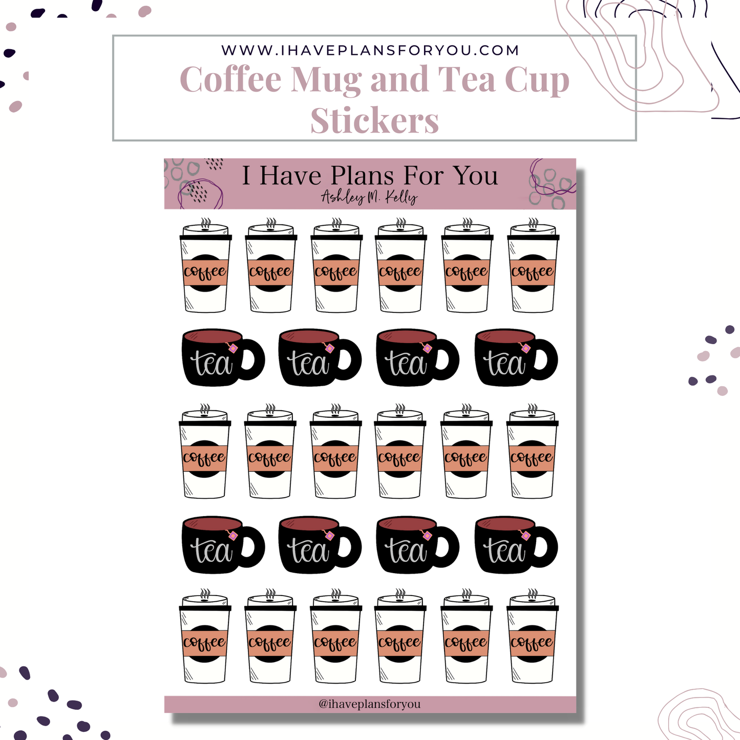 Coffee Cup and Tea Mug Sticker Set