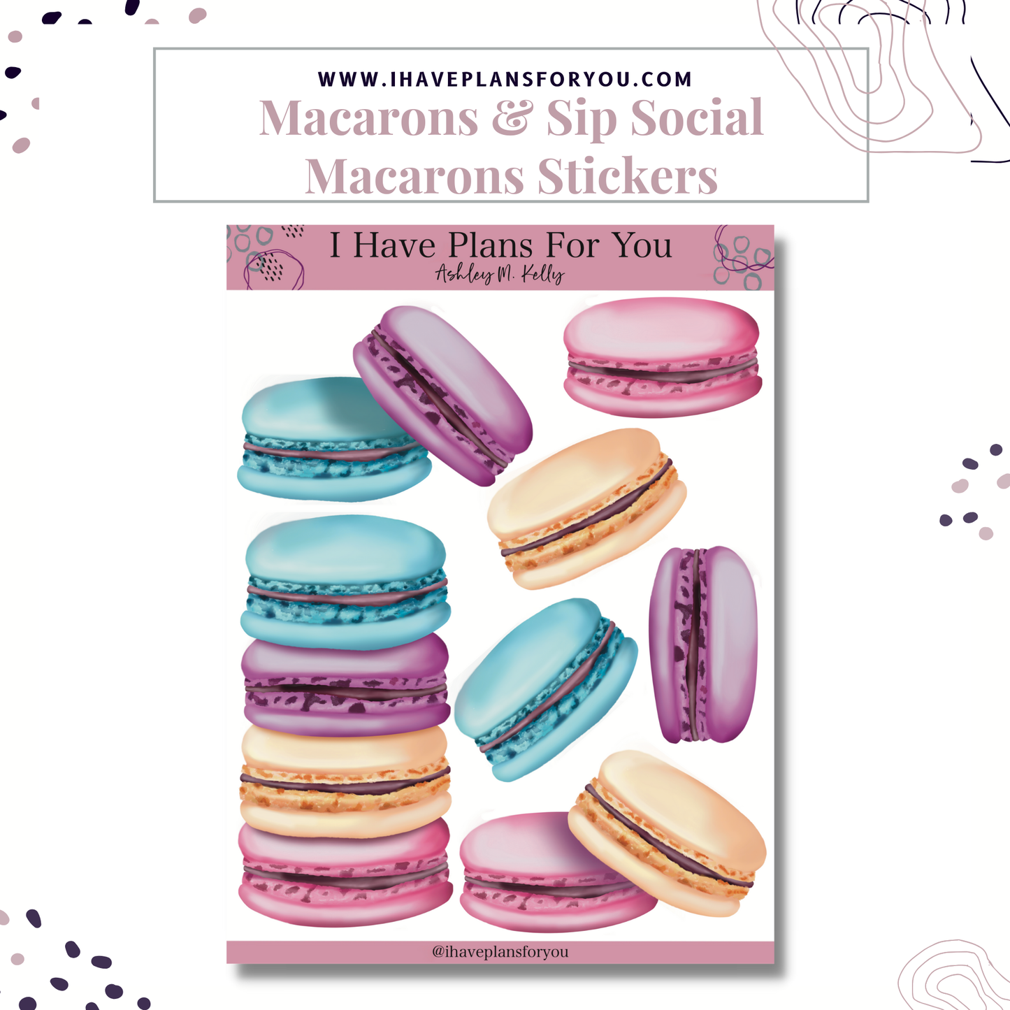 Macaron and Sip Social Sticker Set