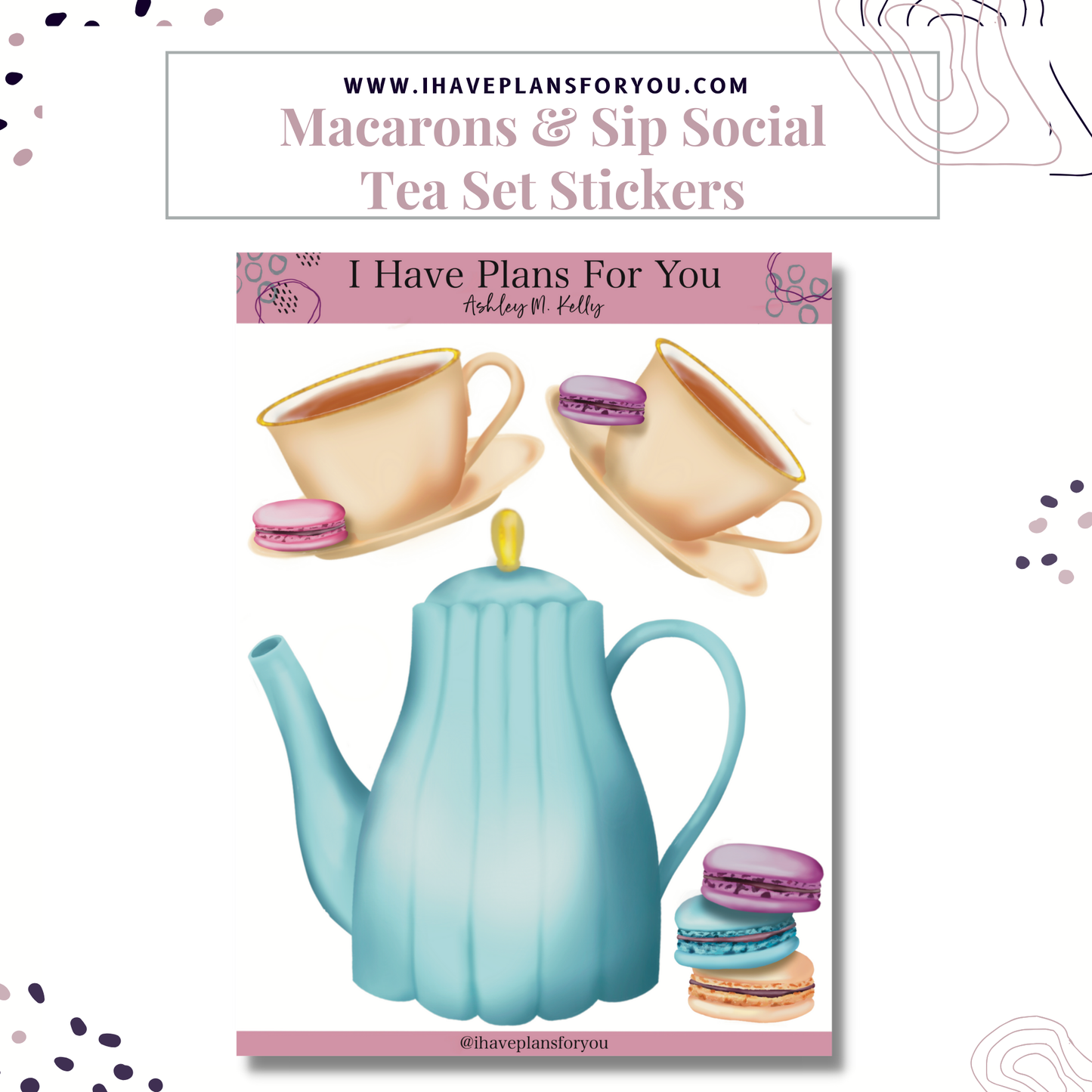 Macaron and Sip Social Sticker Set