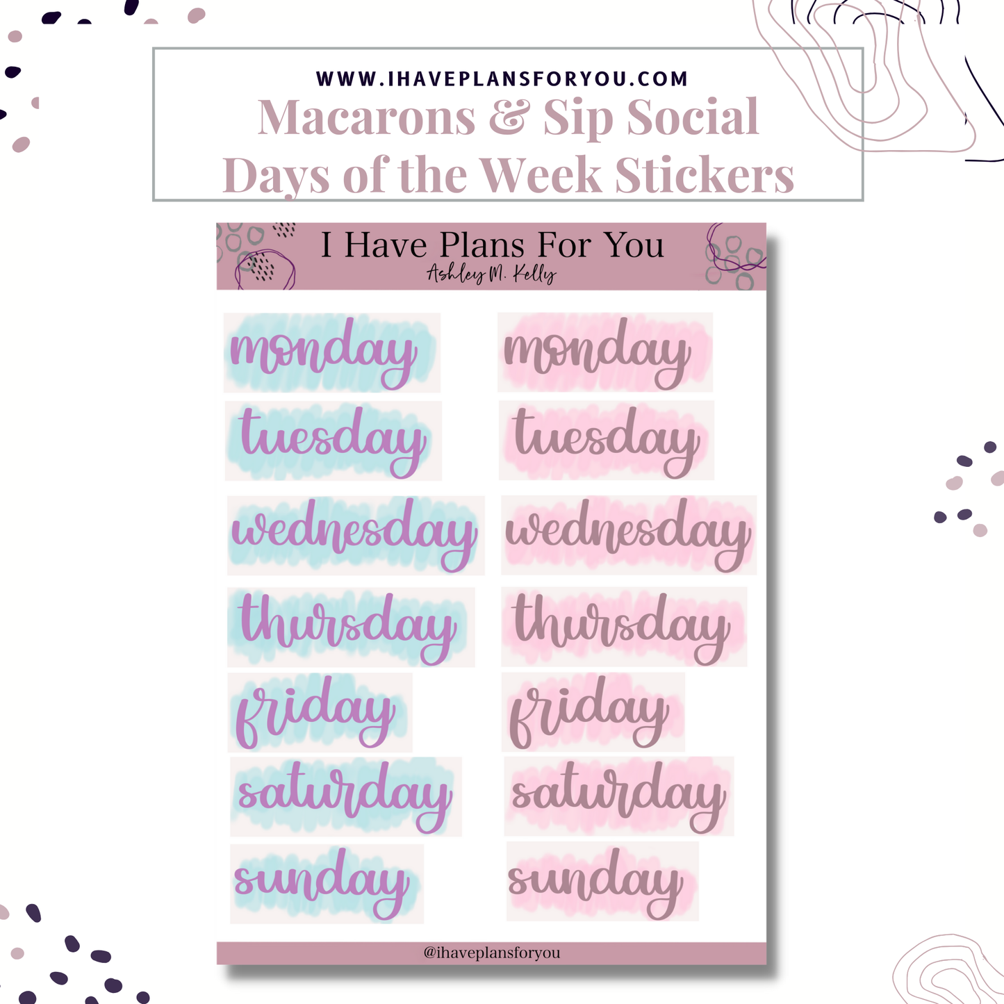 Macaron and Sip Social Sticker Set