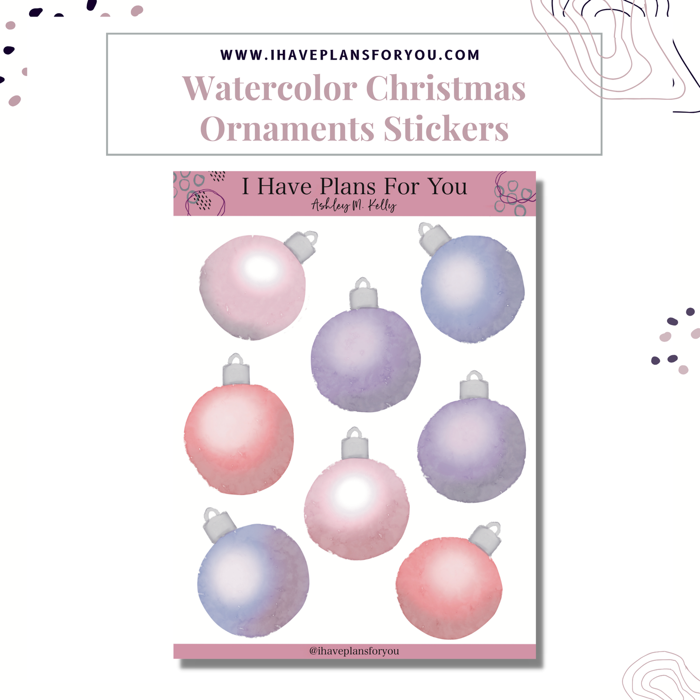Watercolor Christmas Sticker Set