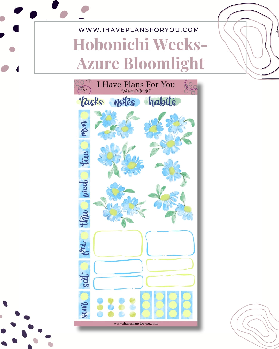 Azure Bloomlight Hobonichi Weeks Stickers