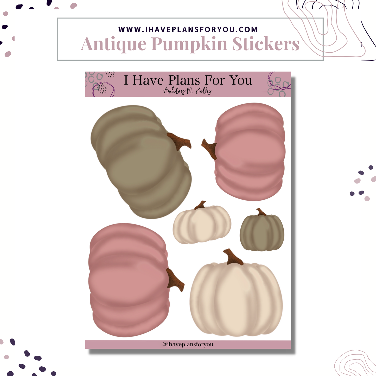 Hand Drawn Pumpkin Stickers for Fall