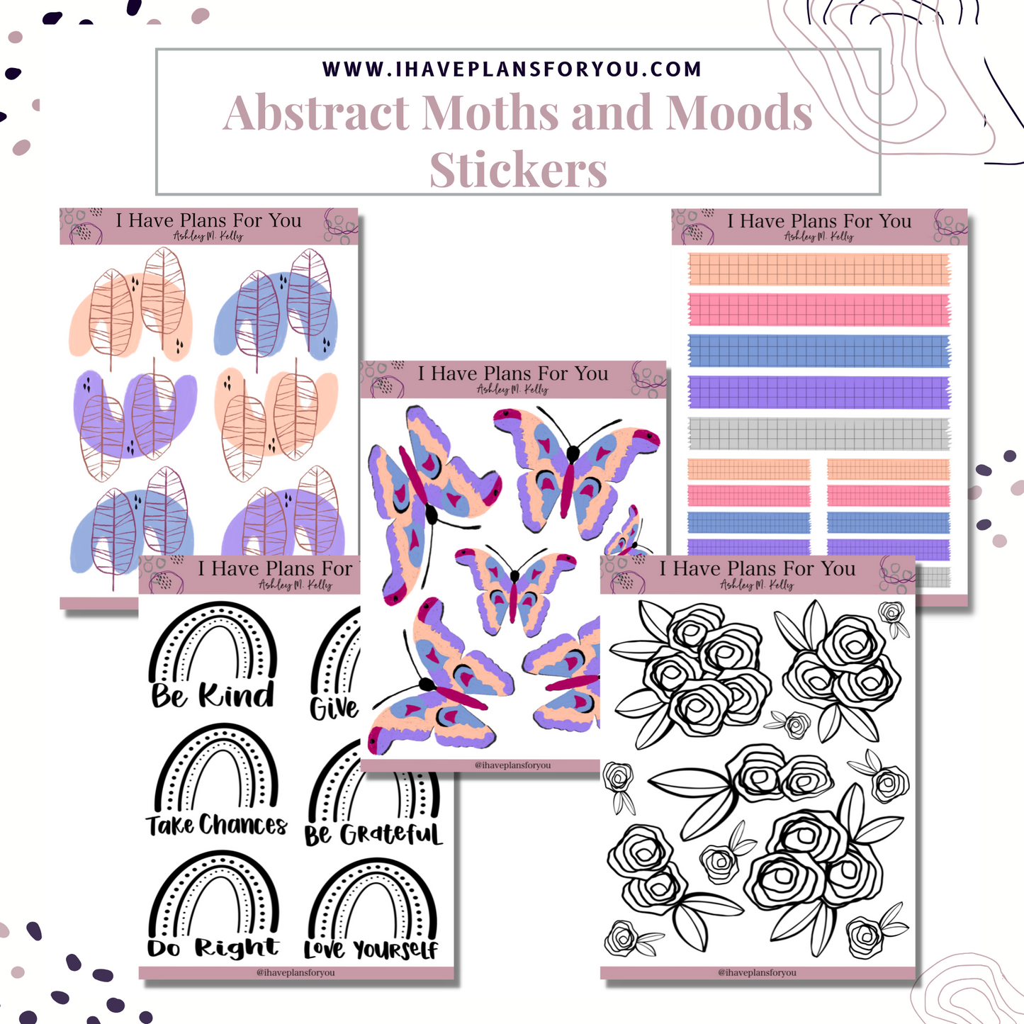 Abstract Moths and Moods Sticker Set