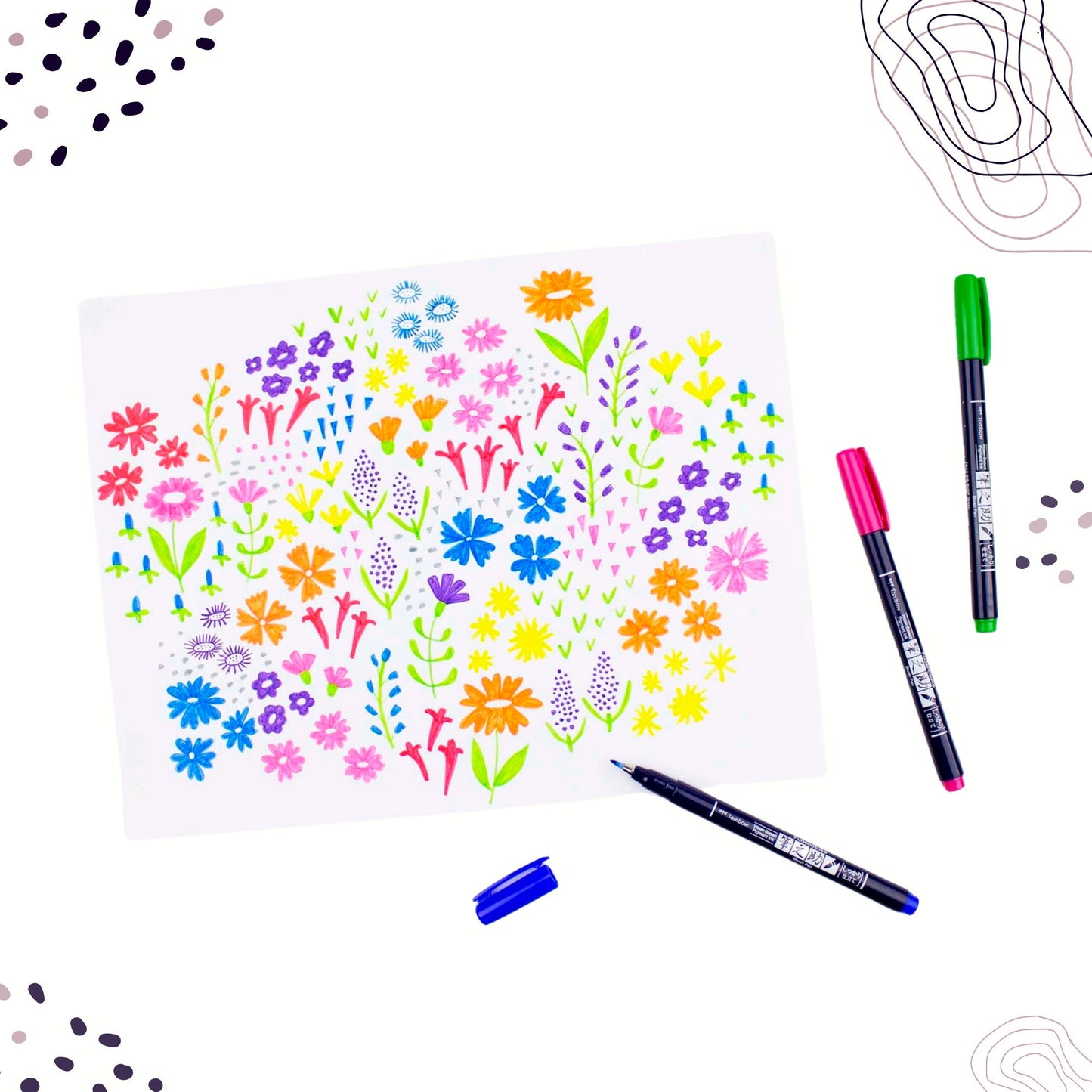 Tombow Fudenosuke Colors Calligraphy Brush Pens - 10 Pack