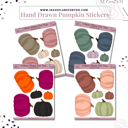 Hand Drawn Pumpkin Stickers for Fall