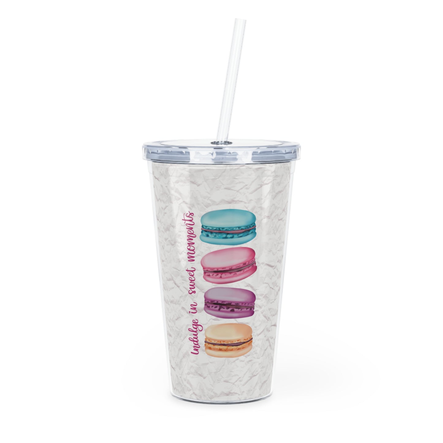 Macaron & Sip Social Plastic Tumbler with Straw