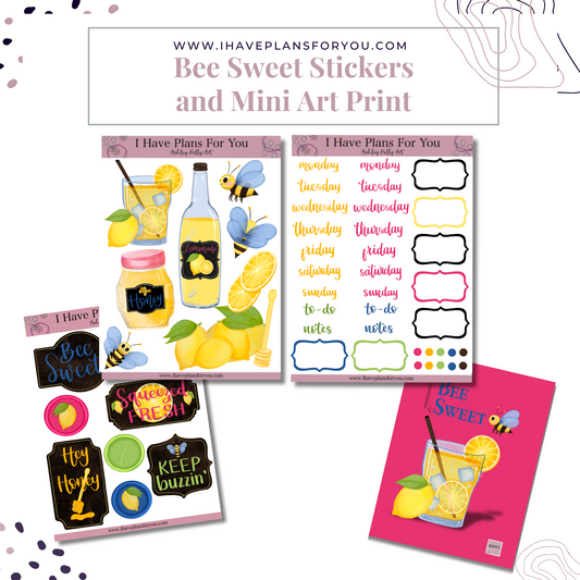Bee Sweet Stickers and Mini Art Print