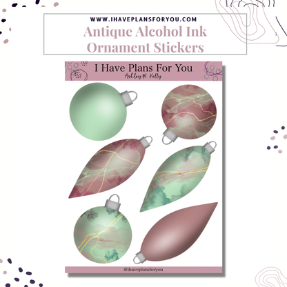 Antique Holiday Alcohol Ink Sticker Set