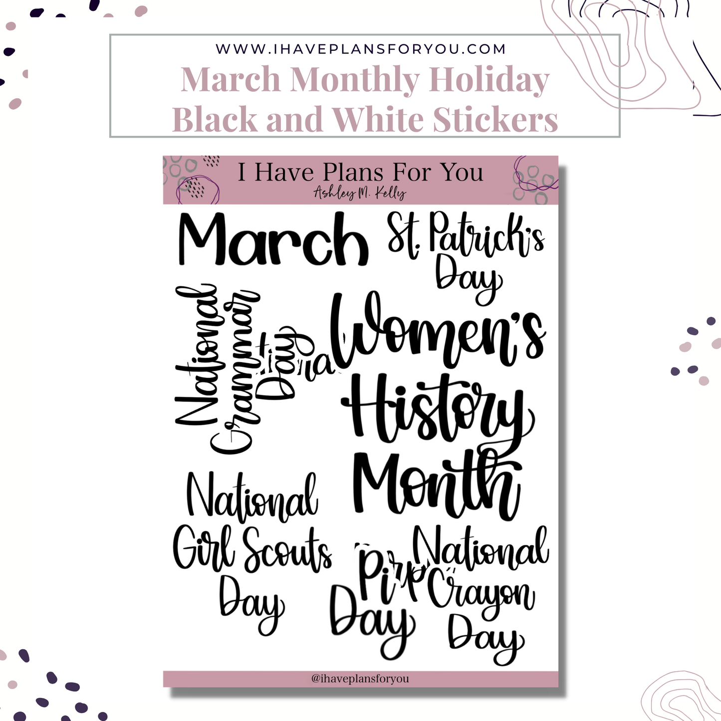 Monthly Holiday Stickers January - June Set