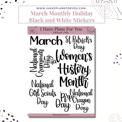 Monthly Holiday Stickers January - June Set