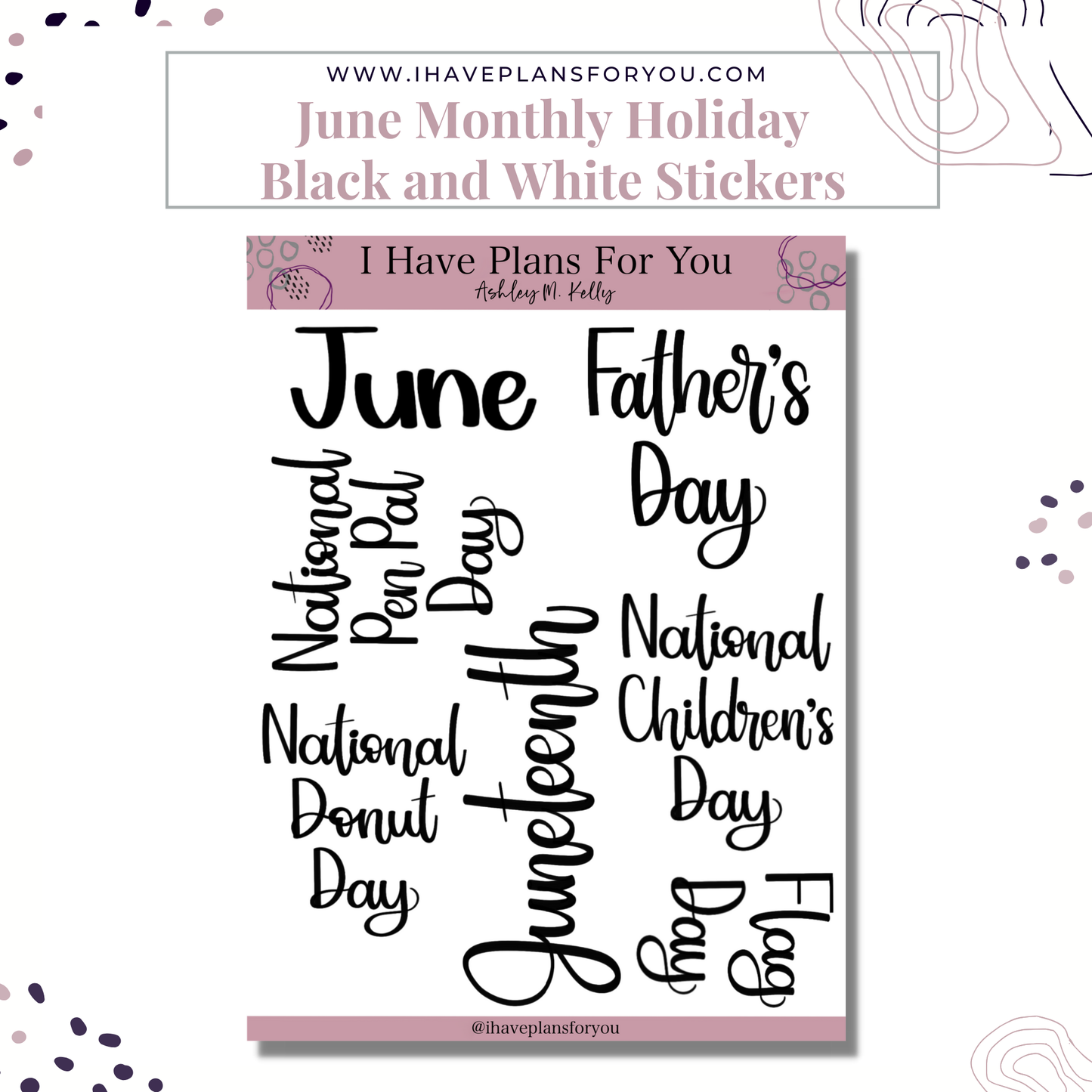 Monthly Holiday Stickers January - June Set