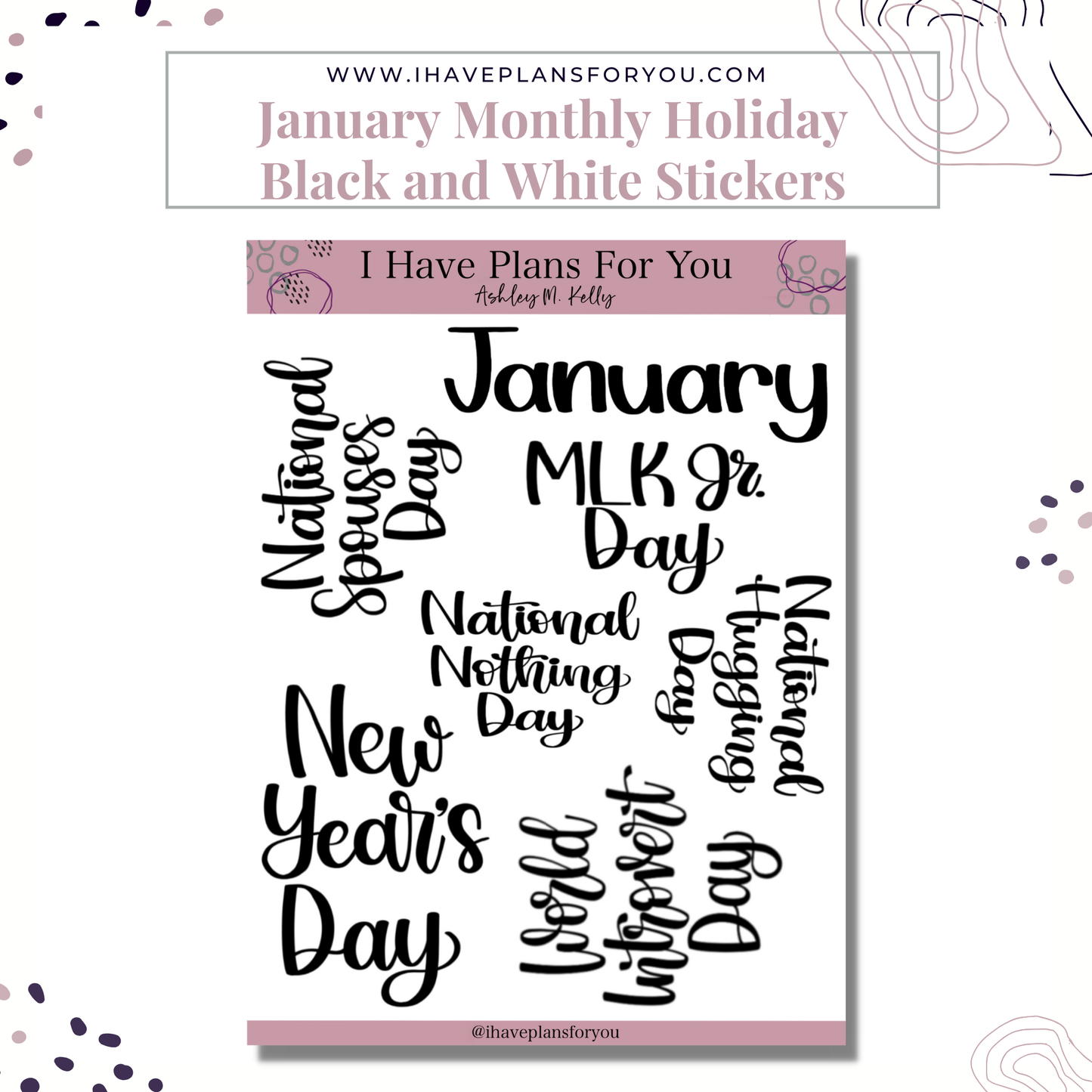 Monthly Holiday Stickers January - June Set