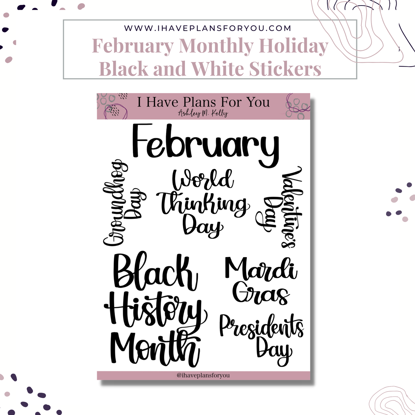 Monthly Holiday Stickers January - June Set