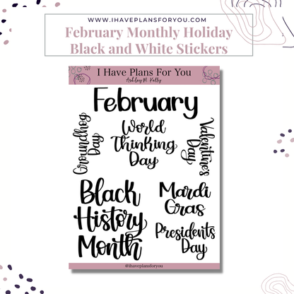 Monthly Holiday Stickers January - June Set