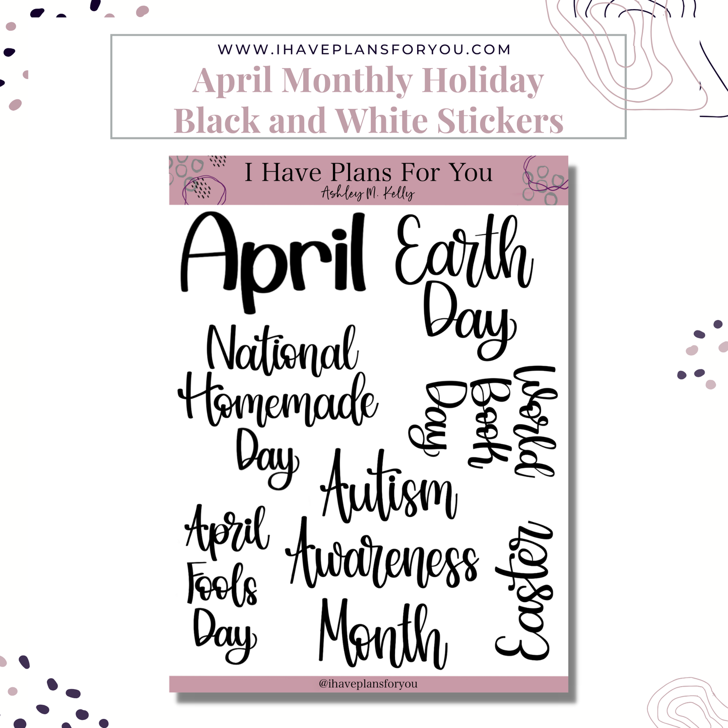 Monthly Holiday Stickers January - June Set