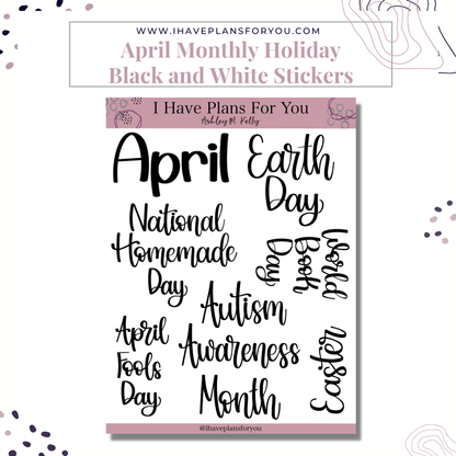 Monthly Holiday Stickers January - June Set