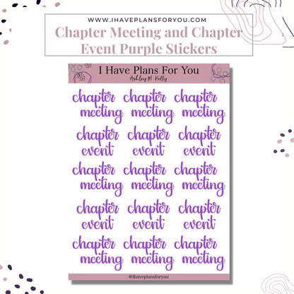 Chapter Meeting and Chapter Event Stickers