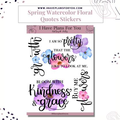 Watercolor Floral Sticker Set