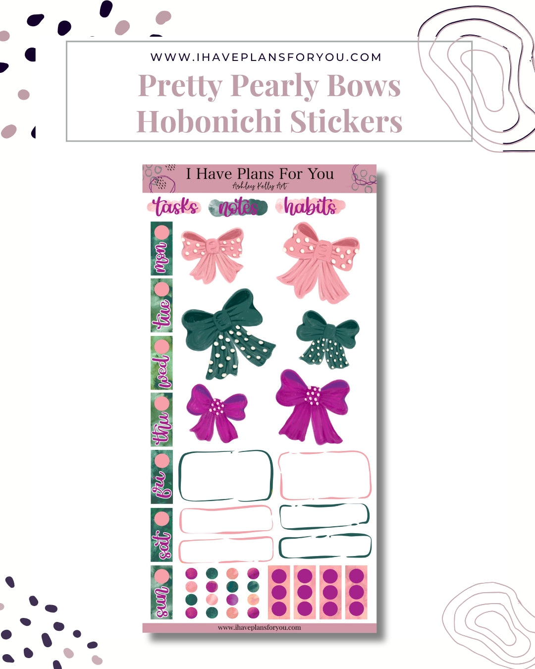 Pretty Pearly Bows Hobonichi Weeks Stickers
