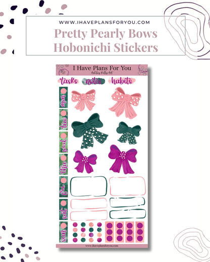 Pretty Pearly Bows Hobonichi Weeks Stickers