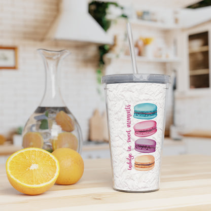 Macaron & Sip Social Plastic Tumbler with Straw
