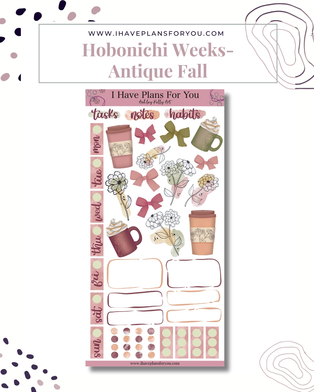 Antique Fall Hobonichi Weeks Stickers