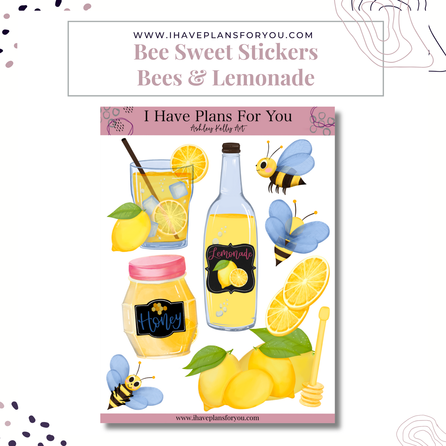 Bee Sweet Stickers and Mini Art Print