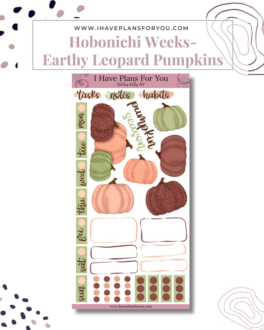 Earthy Leopard Pumpkins Hobonichi Weeks Stickers