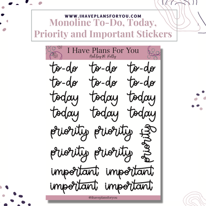 To Do, Today, Priorities, Important and Remember Stickers