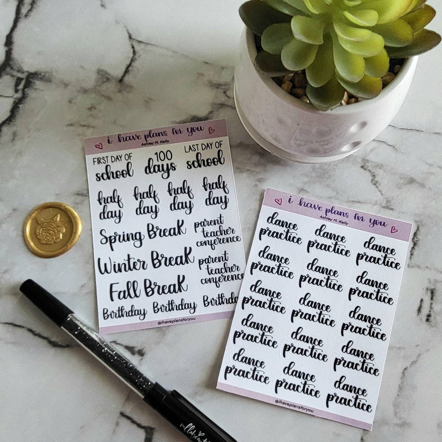 School Events Brushed Lettered Stickers  - Planner and Bullet Journal Stickers