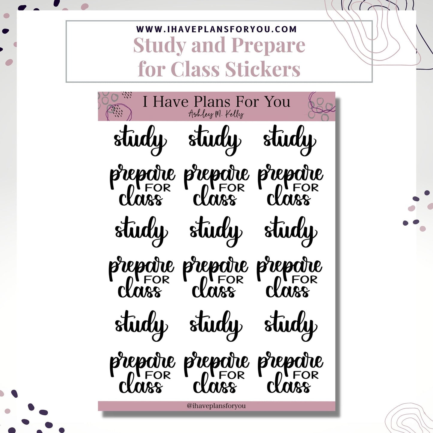 Study and Prepare for Class Stickers  - Planner and Bullet Journal Stickers