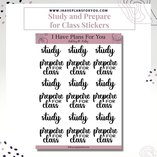 Study and Prepare for Class Stickers  - Planner and Bullet Journal Stickers
