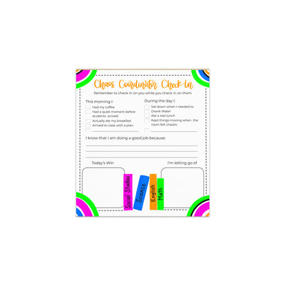Chaos Coordinator Check-In Notepad